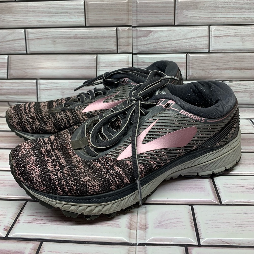 Womens Brooks DNA Ghost 10 Sz 6 Running Walking Trail Black Gray Pink GUC